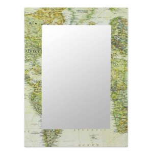 Decoupage Wall Mirror World Maps Handmade &apos;Globetrotter&apos; NOVICA India   382531855428